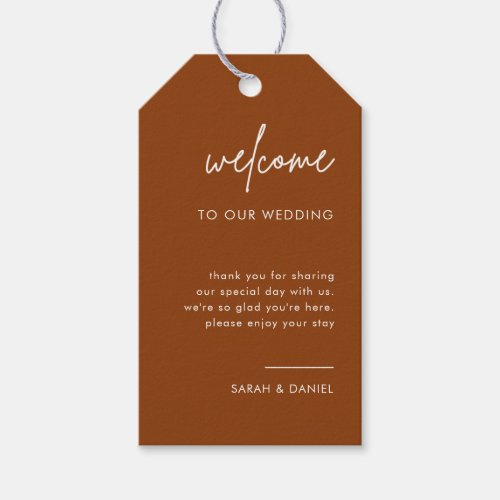 Minimalist Terracotta Wedding Welcome Favors Gift Tags