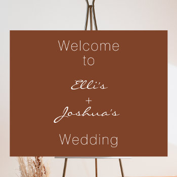 Minimalist Terracotta Wedding Welcome Sign by figtreedesign at Zazzle