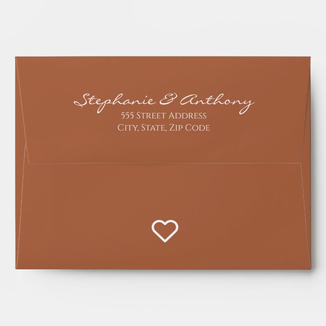 Minimalist Terracotta with Heart Modern Wedding Envelope (Back (Top Flap))