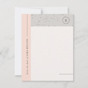 Minimalist Terrazzo Monogram Stationery - Gray Announcement