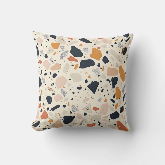 Minimalist Terrazzo Pattern Throw Pillow (Front)