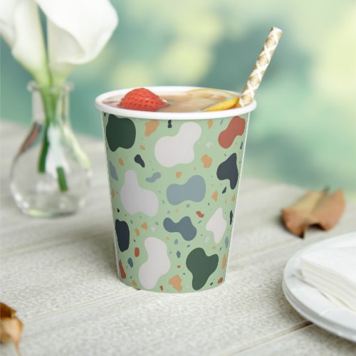Minimalist Terrazzo Style Custom Fabric, Wallpaper Paper Cups
