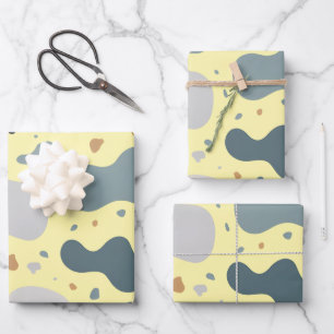 Minimalist Terrazzo Style Custom Fabric, Wallpaper Wrapping Paper Sheets