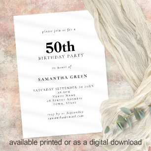 Minimalist Text Any Color 50th Birthday Party Invitation