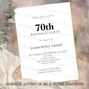 Minimalist Text Any Color 70th Birthday Party Invitation
