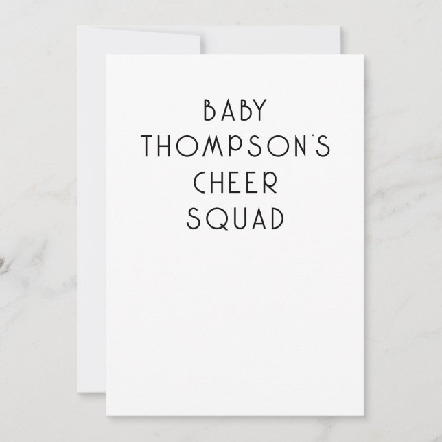 Minimalist Text Baby Name Cheer Squad Invitation (Front)