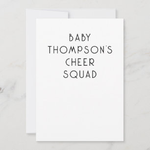 Minimalist Text Baby Name Cheer Squad Invitation