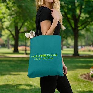 Minimalist Text-Based Business Brand Teal Green Tote Bag