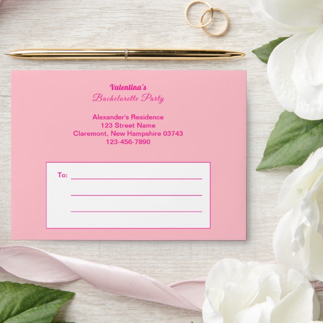 Minimalist Text-Based Pink Bachelorette Party Envelope (Wedding)