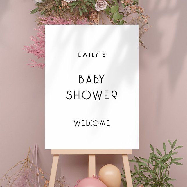 Minimalist Text Black White Welcome Baby Shower Foam Board (Creator Uploaded)