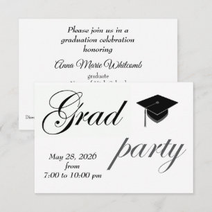 Minimalist Text High School Graduation Party Invitation
