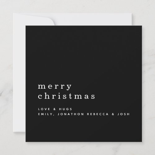 Minimalist Text Name Merry Christmas Black Card