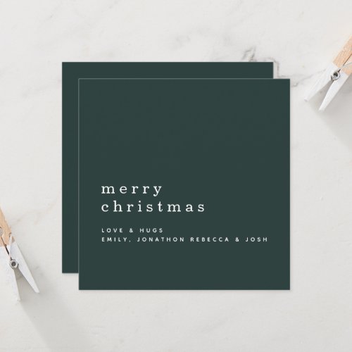 Minimalist Text Name Merry Christmas Green Card