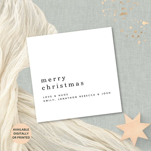 Minimalist Text Name Merry Christmas White Card