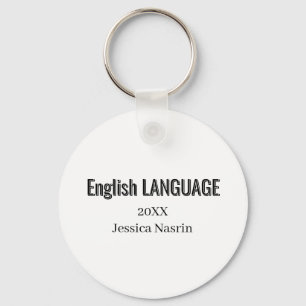 Minimalist Text School Subject Keychain