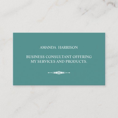 Minimalist Textual Embellished Element Turqoise Business Card