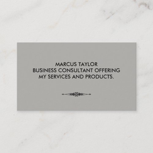 Minimalist Textual with Embellished Element Gray Business Card