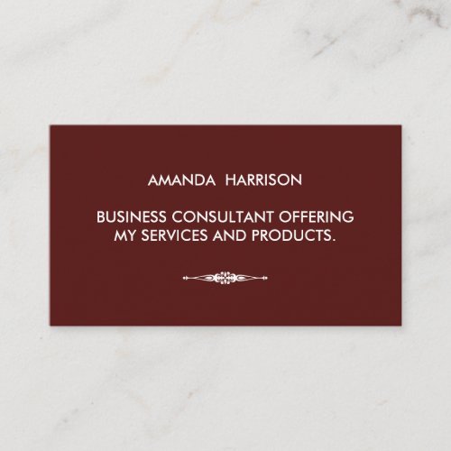 Minimalist Textual with Embellished Element Red Business Card