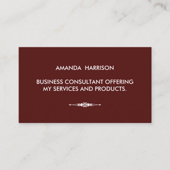 Minimalist Textual with Embellished Element Red Business Card (Front)