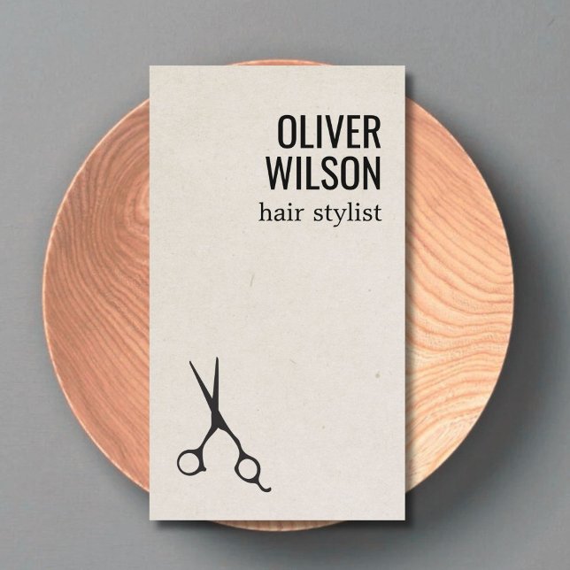 Minimalist Texture Beige Black Bold Hair Salon Business Card (Creator Uploaded)