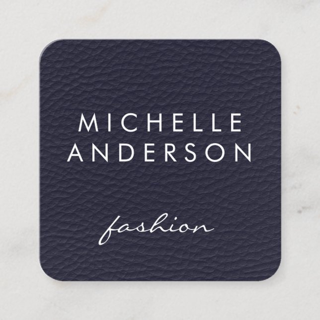 Minimalist Texture / Faux Leather Square Business Card (Front)