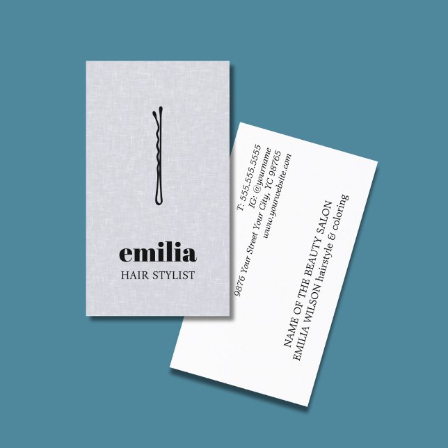 Minimalist Texture Grey Black Hair Pin Salon Business Card (Creator Uploaded)
