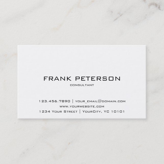 Minimalist Textured Inverse Black White Consultant Business Card (Front)