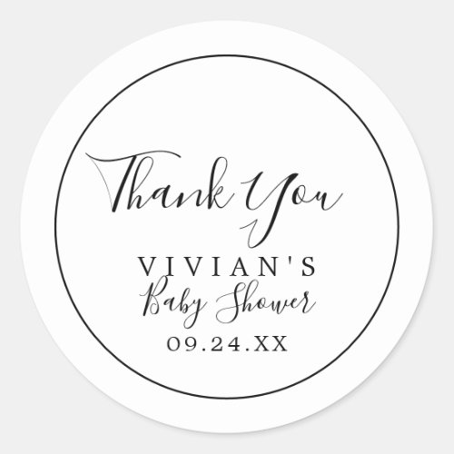 Minimalist Thank You Baby Shower Favor Sticker