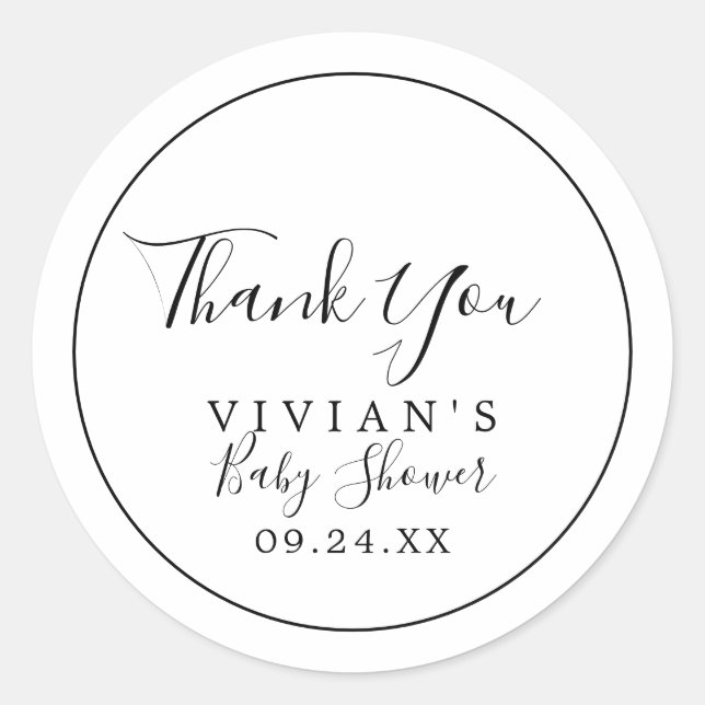 Minimalist Thank You Baby Shower Favor Sticker (Front)