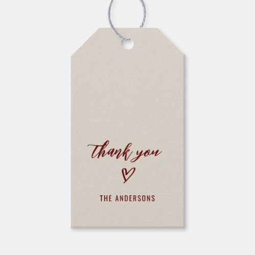 Minimalist Thank you Beige Gift Tags