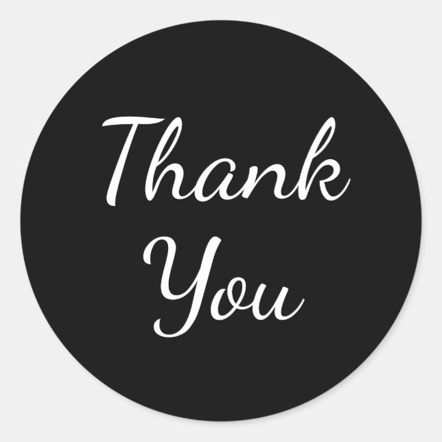 Minimalist Thank You Black And White Wedding Party Classic Round Sticker (Front)