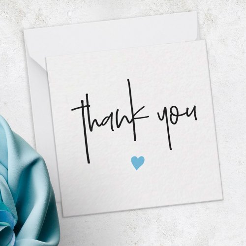 Minimalist Thank You Blue Heart Compact Note Card