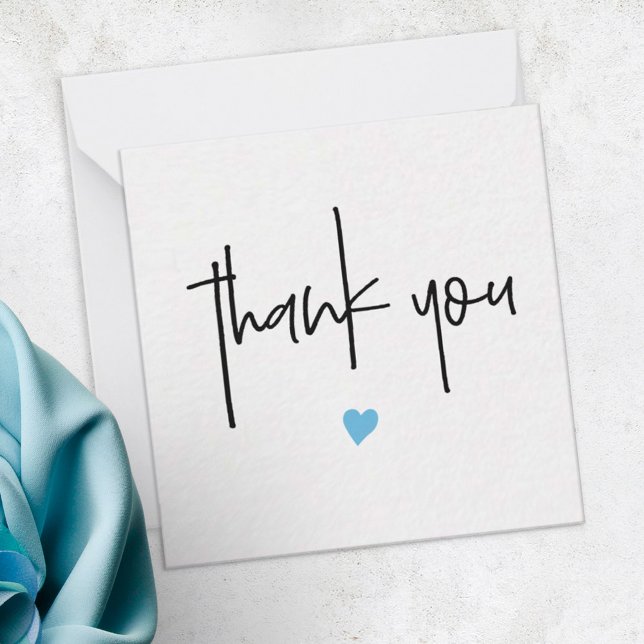 Minimalist Thank You Blue Heart Compact Note Card (Creator Uploaded)