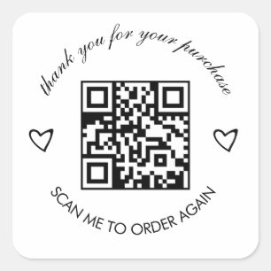 Minimalist Thank You Boutique Business QR Code Square Sticker