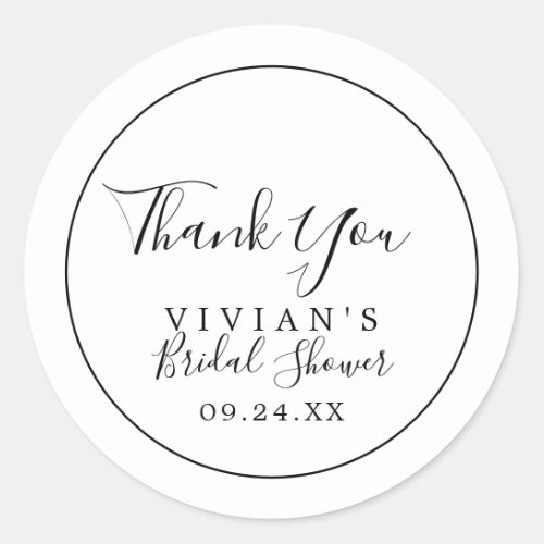 Minimalist Thank You Bridal Shower Favor Sticker