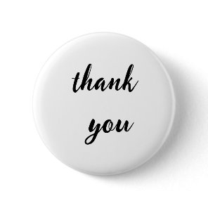 Minimalist Thank You Button Badge – Black Script o