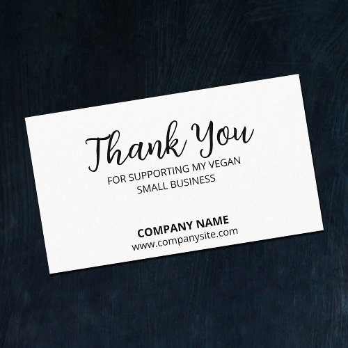 Minimalist Thank You Card Vegan Small Business Card
