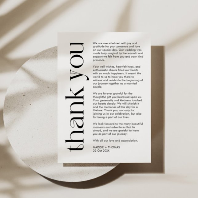 Minimalist thank you card with bold typography (Creator Uploaded)