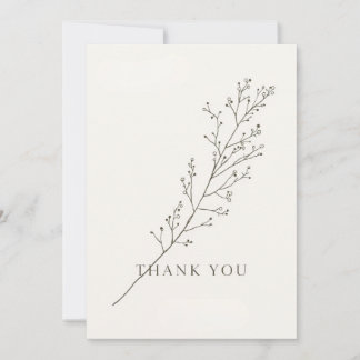 Minimalist Thank-You Card with Line Art Floral 