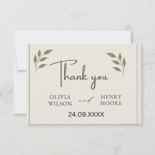 Minimalist Thank You Favor Box Card (Front)