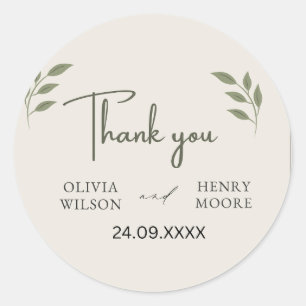 Minimalist Thank You Favor Box Classic Round Sticker