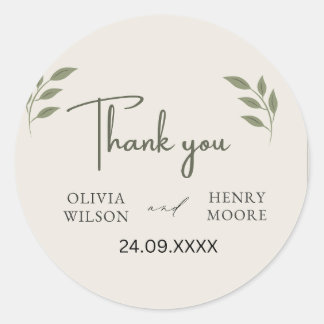 Minimalist Thank You Favor Box Classic Round Sticker