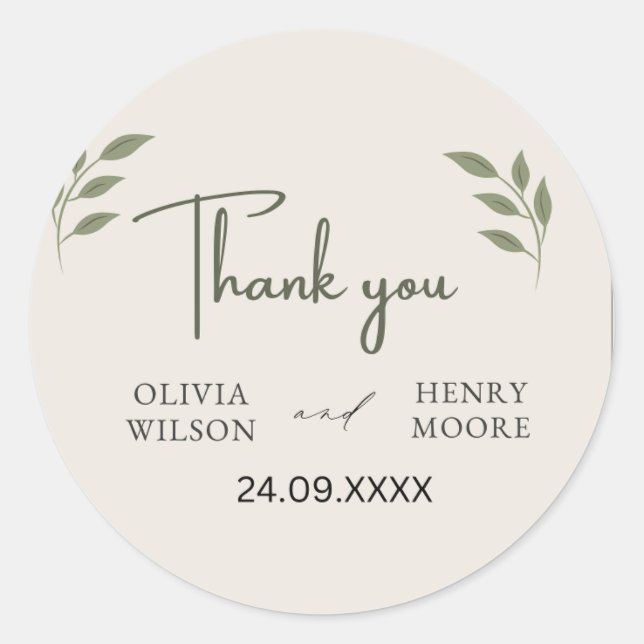Minimalist Thank You Favor Box Classic Round Sticker (Front)