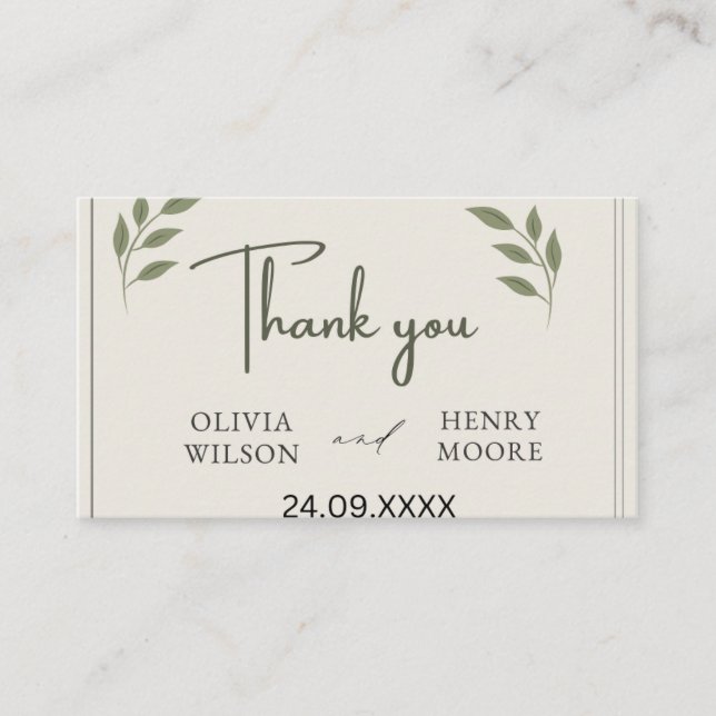 Minimalist Thank You Favor Box Enclosure Card (Front)