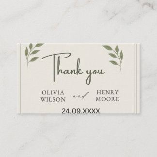 Minimalist Thank You Favor Box Enclosure Card
