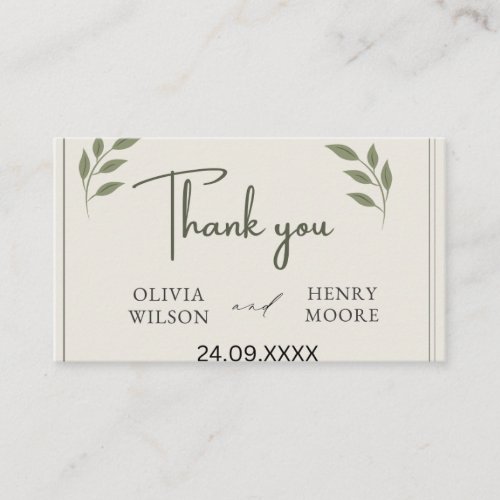 Minimalist Thank You Favor Box Enclosure Card