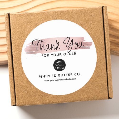 Minimalist Thank you for Order Business Rose Gold Classic Round Sticker