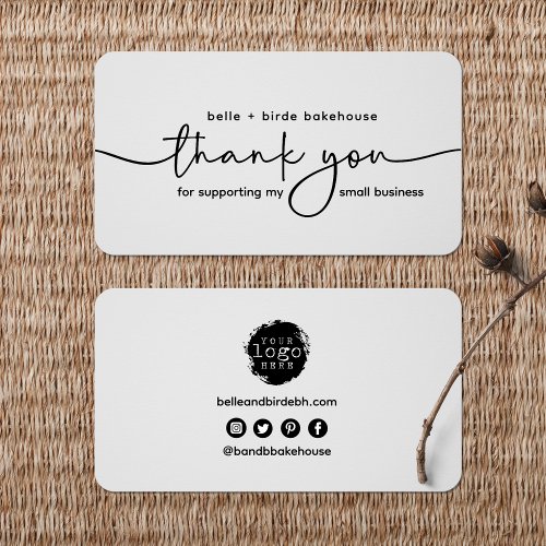 Minimalist Thank You for Supporting My Small  Business Card