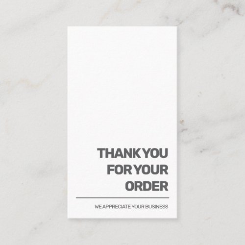 Minimalist Thank You For Your Order Business Card