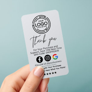Minimalist Thank You for Your Purchase Hang Tags Clear Business Cards